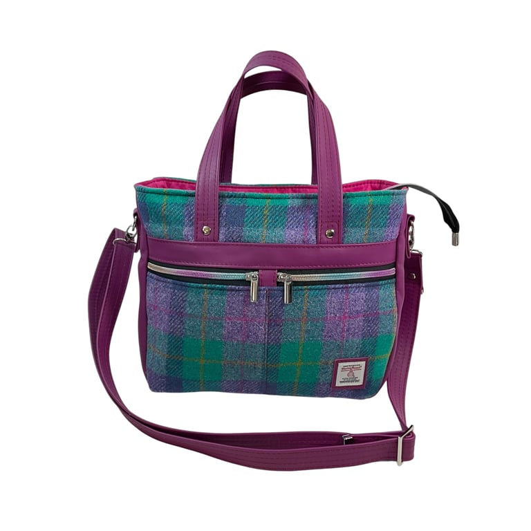 Harris tweed and genuine leather  Crossbody Handbag 