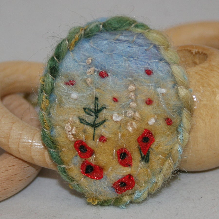 Embroidered Brooch - Harvest Poppies
