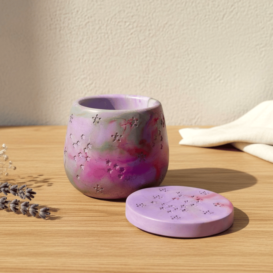 Purple Northern Lights Marbled Jewellery Box with Star Detail