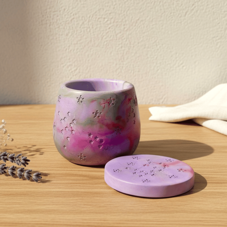 Purple Northern Lights Marbled Jewellery Box with Star Detail
