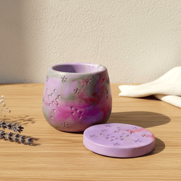 Purple Northern Lights Marbled Jewellery Box with Star Detail