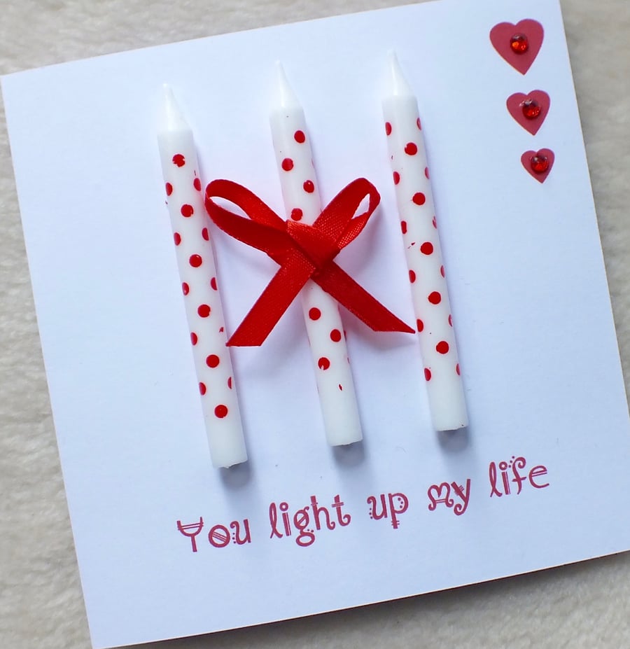 Handmade ‘You Light Up My Life’ Candles Valentine's Day Card