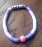 "Lavender" - Stretchy clay polymer and beaded fashion bracelet 