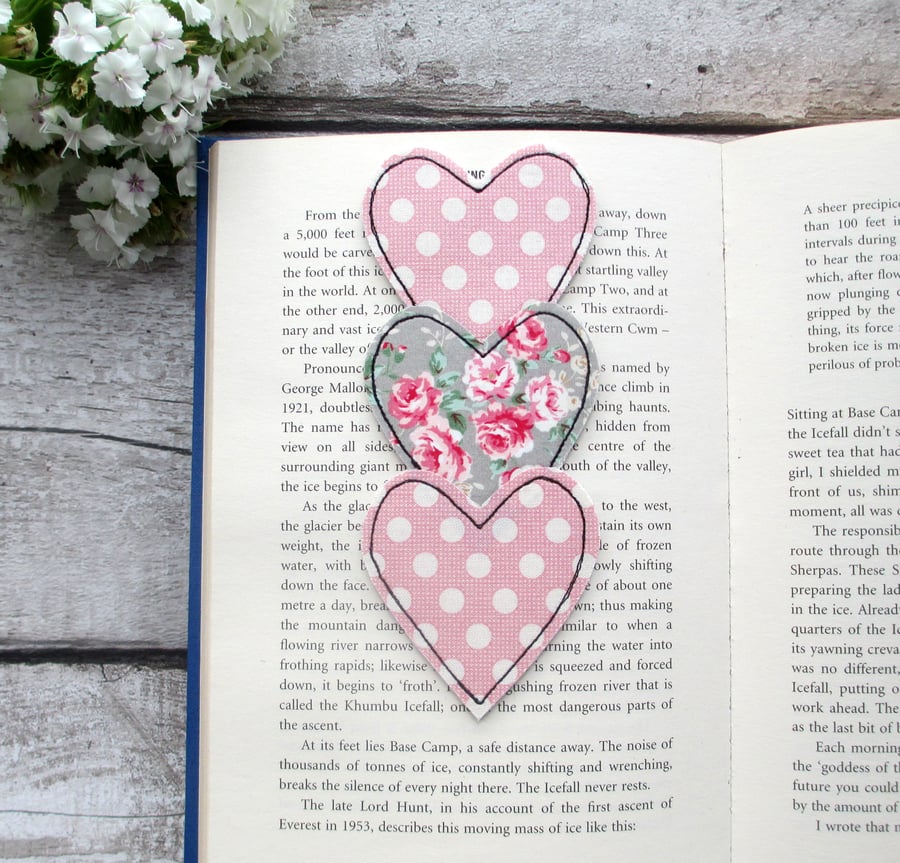 Fabric bookmark, gift for a book lover