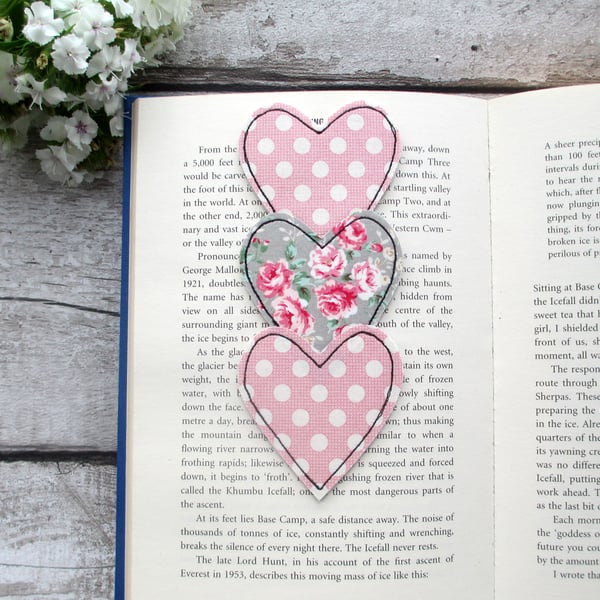 Fabric bookmark, gift for a book lover