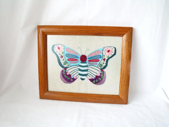 large butterfly framed wall hanging, house warming gift, 10 x 12"