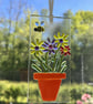 Fused glass mini suncatcher flowerpot with bee. - Image 3
