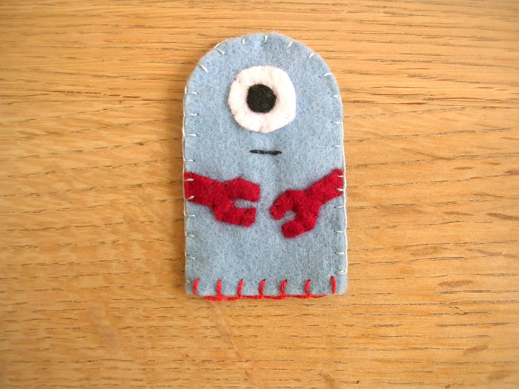 Robot Felt Finger Puppet Hand Sewn
