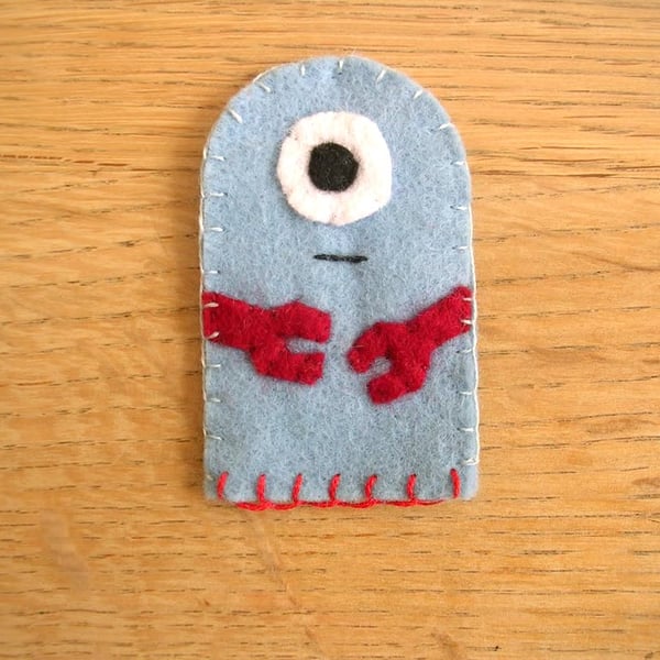 Robot Felt Finger Puppet Hand Sewn