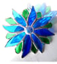 Blue Flower Stained Glass Suncatcher Green Bright - Image 3