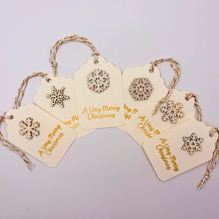 Luxury Cream & Gold Snowflake Christmas Gift Tags - Set of 6