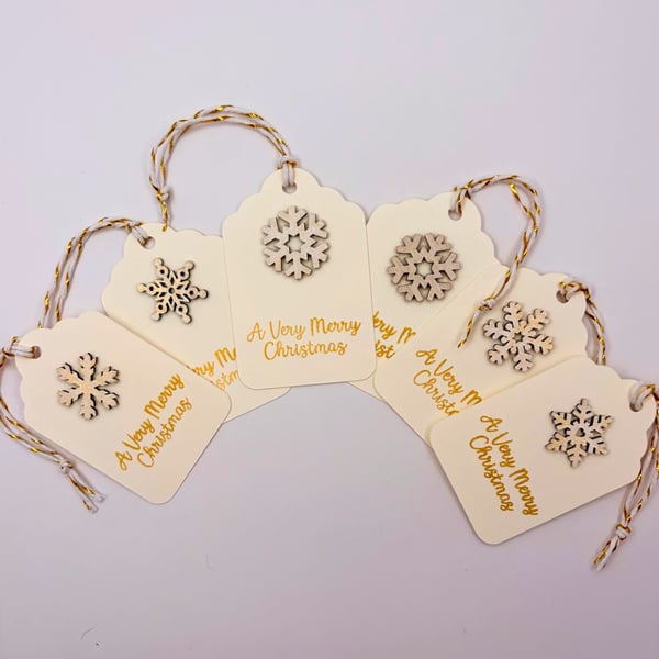 Luxury Cream & Gold Snowflake Christmas Gift Tags - Set of 6