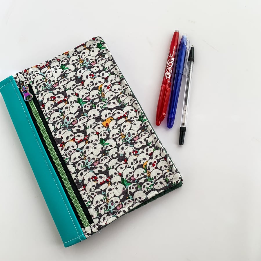 A5 Notebook with a built in pencil case - Pandas