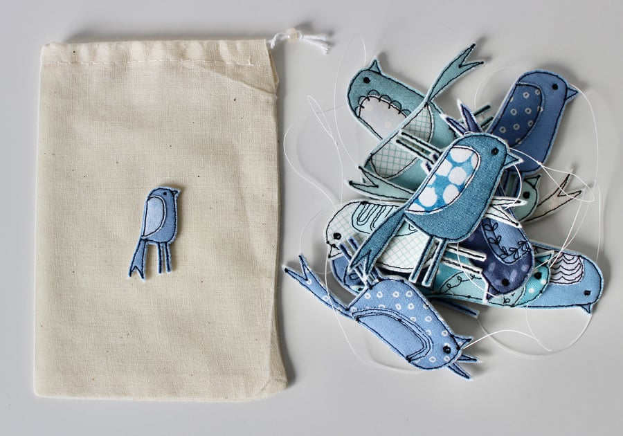 'Blue Birdie Garland' - Hanging Decoration