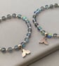 Mermaid Iridescent Stretch Bracelet with Stainless Steel Mermaid Tail Charm - Image 2