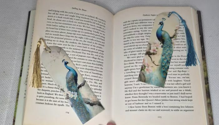 Peacock Bookmarks Vintage Style - 2 Piece Set