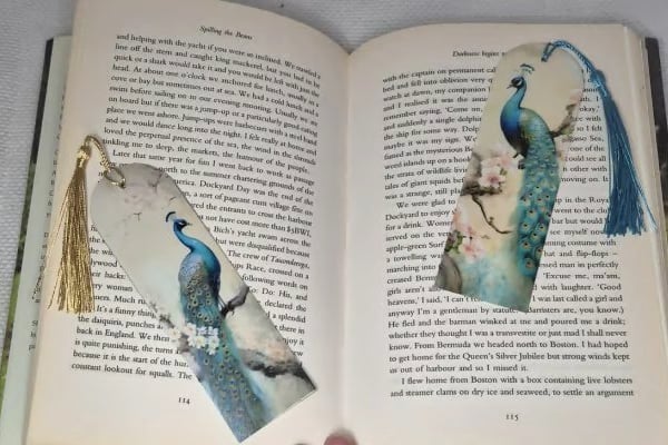 Peacock Bookmarks Vintage Style - 2 Piece Set