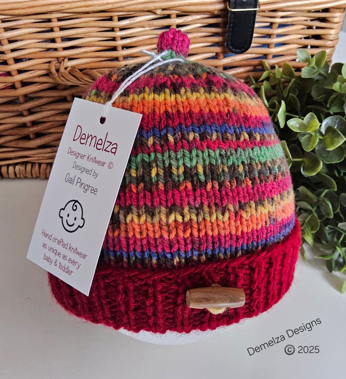 Baby Unisex Hand Knitted Benie Hat 6 - 12 months size