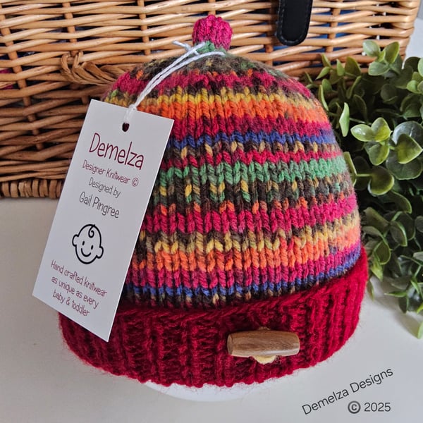 Baby Unisex Hand Knitted Benie Hat 6 - 12 months size
