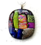 Dichroic Glass S012 Supersize Patchwork 3-layer Pendant with Silver Plated chain - Image 4