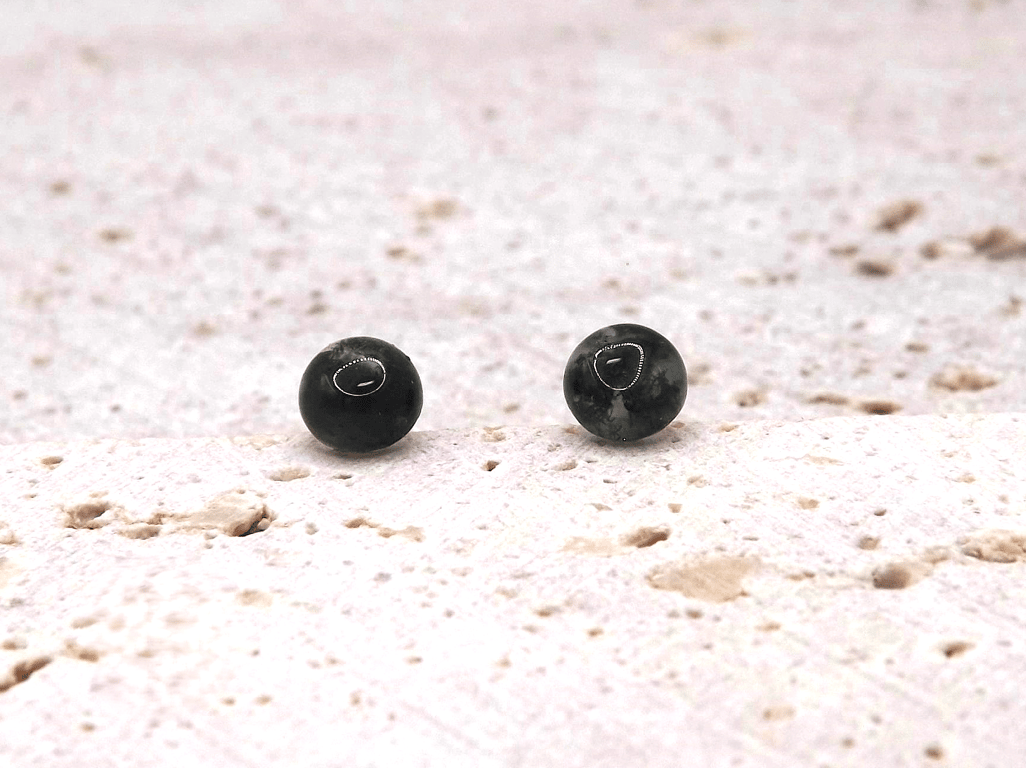 Natural Green Moss Agate 5mm Gemstones, Sterling Silver Stud Earrings.