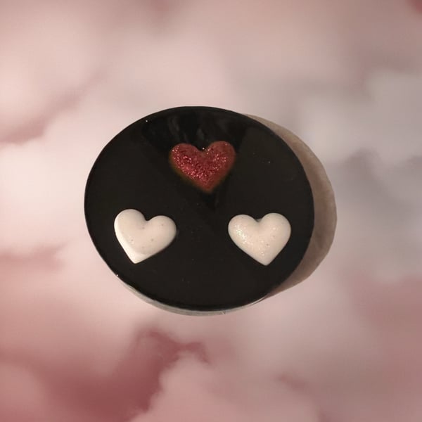Heart Coaster – Handmade Romantic Black & Red 