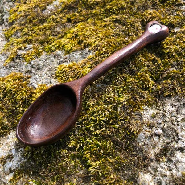 Walnut & Swarovski Skull Crystal Condiments Spoon