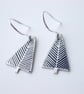Christmas tree earrings in black and silver - Image 1