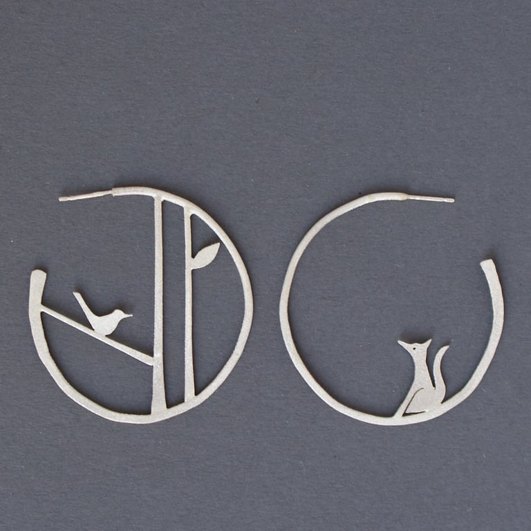 Edge of the woods statement earrings - bird & fox