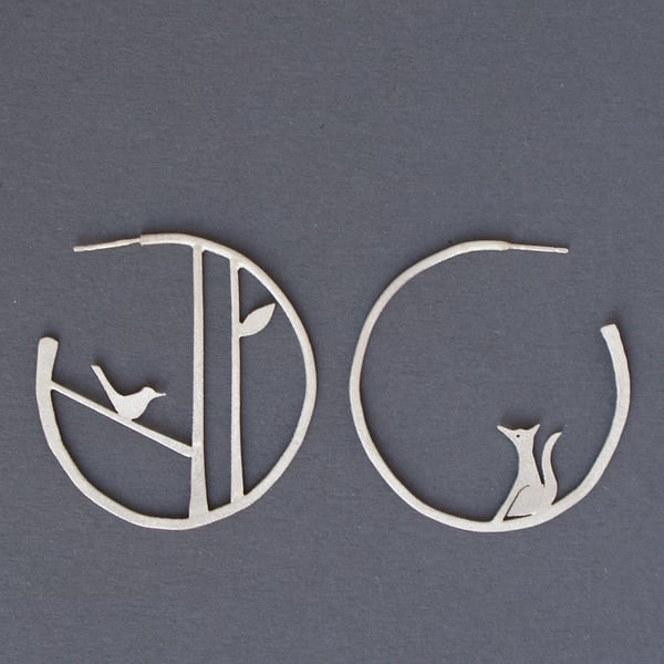 Edge of the woods statement earrings - bird