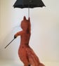 "Singing in the rain "needlefelted wool character fox - Image 4