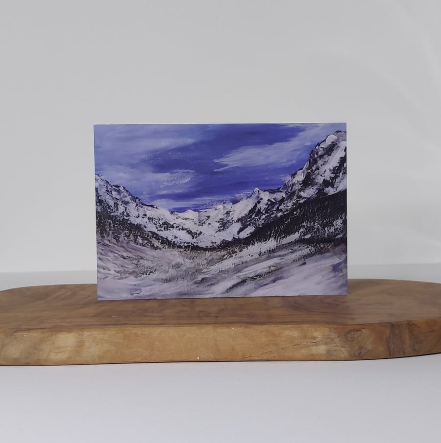 Eryri, Snowdonia Winter Welsh Landscape Card Printed from Original Artwork