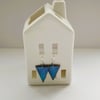 Triangle earrings in blue enamel on copper 278