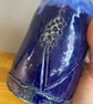 Blue stoneware vase impressed with flowers pen pot  - Image 2