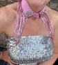 Pastel Pink & Lilac Detachable Statement Collar - Upcycled Crystal Neckcessory - Image 2