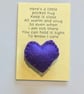Handmade handsewn felt mini heart shaped pocket hug purple - Image 1