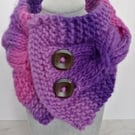 Cable knit neck warmer in purple 100% pure wool