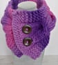 Cable knit neck warmers in purple 100% pure wool