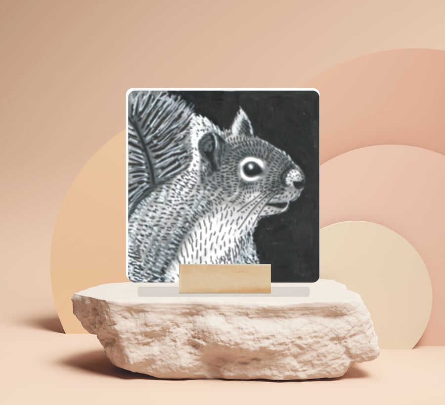 Squirrel Mini Ceramic Tile Art 