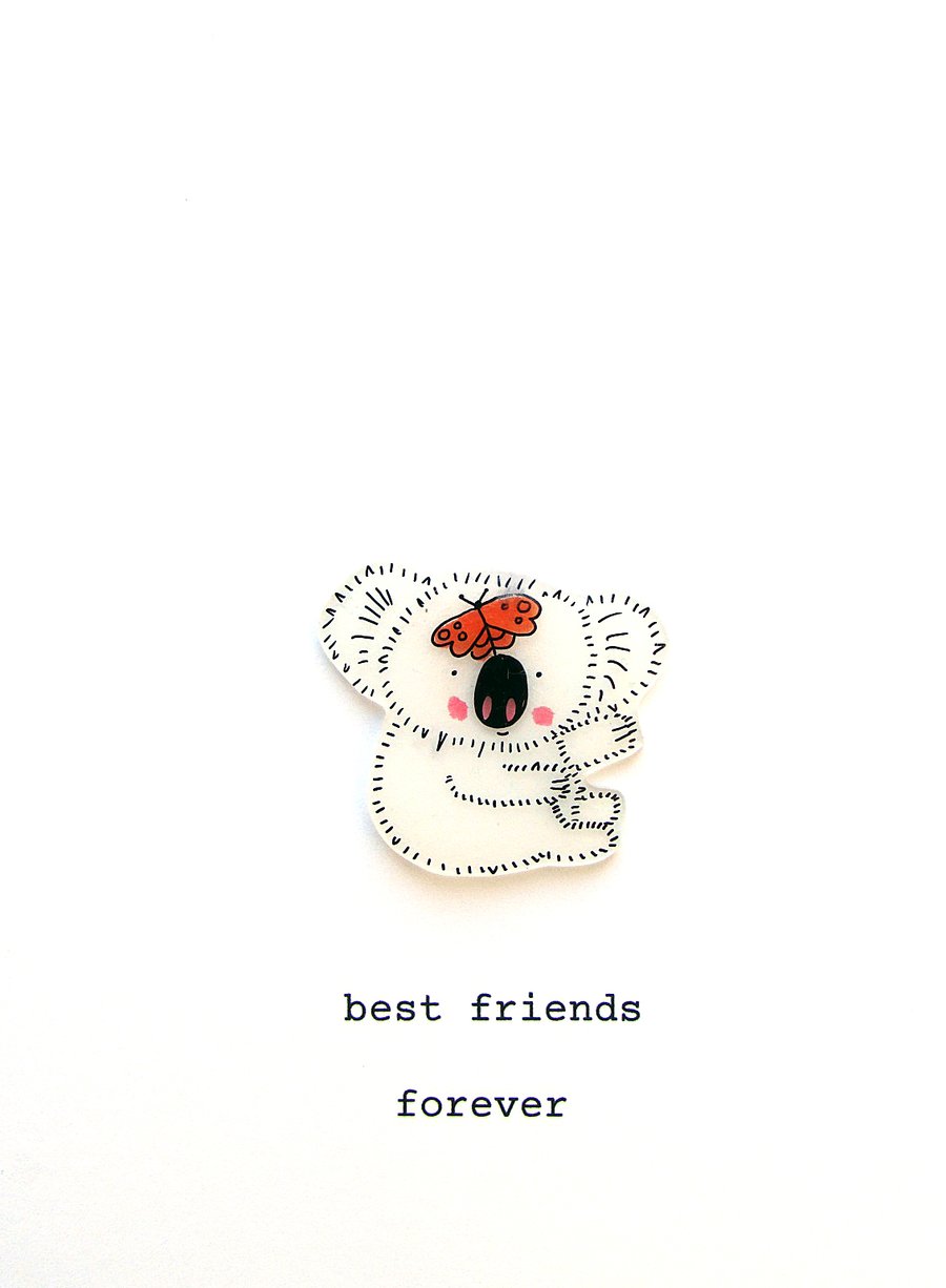 best friends card - koala and butterfly