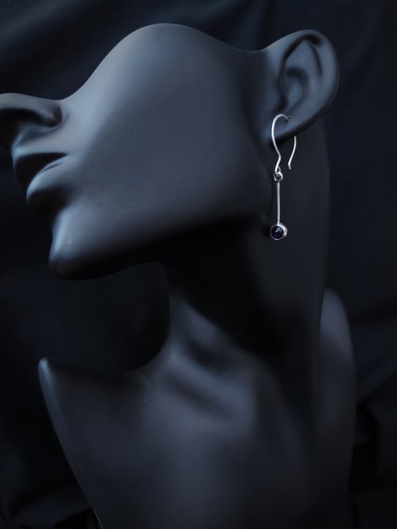 Sterling silver drop earrings with amethyst