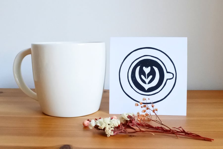Coffee Cup - Handmade Lino Print