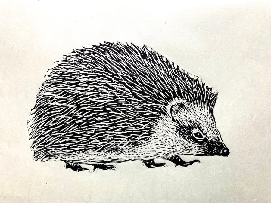 Hedgehog Lino Cut