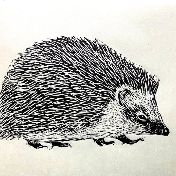 Hedgehog Lino Cut