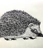 Hedgehog Lino Cut