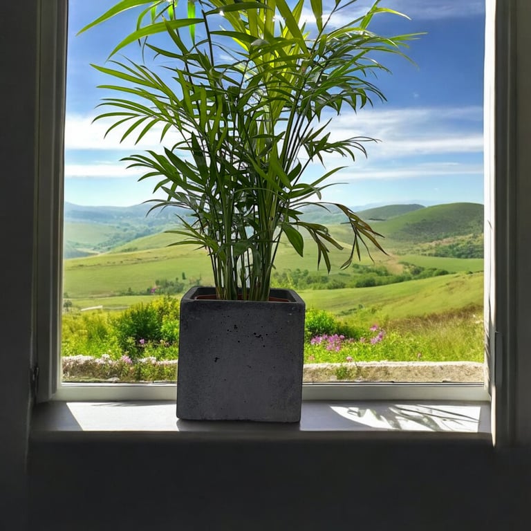 Square Graphite Concrete Plant Pot - Neutral Dark Grey Pot Cover (cpp17)