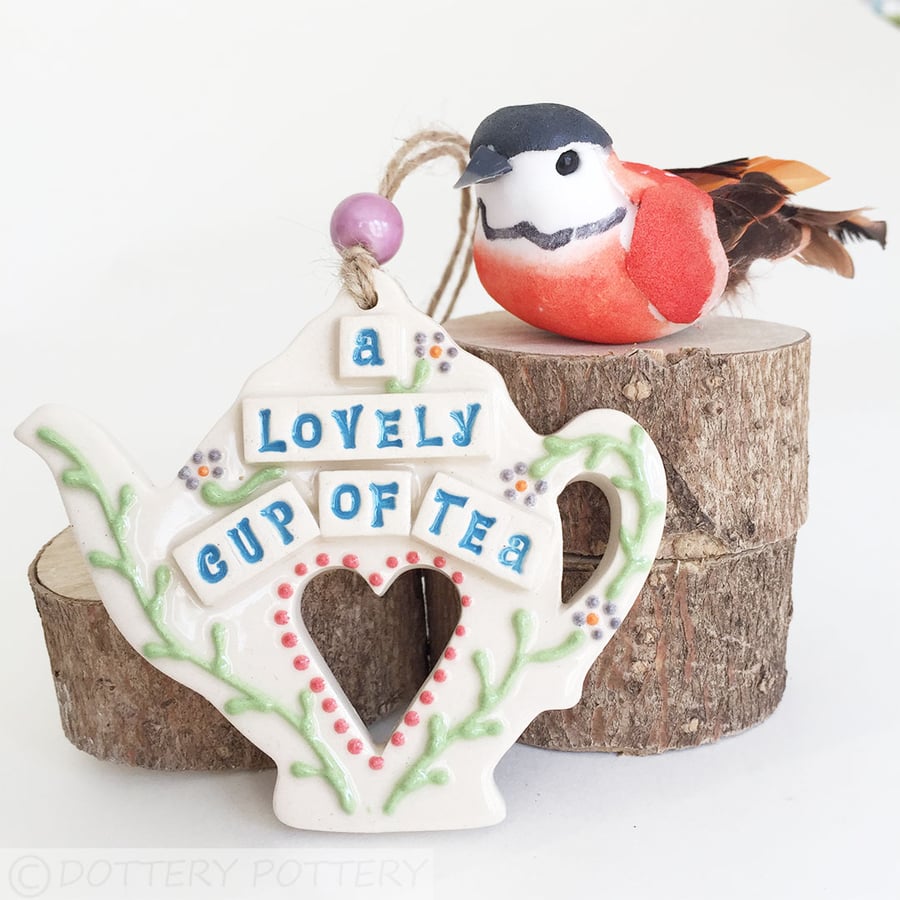 Pottery teapot decoration with flower pattern folk art design ceramic teapot