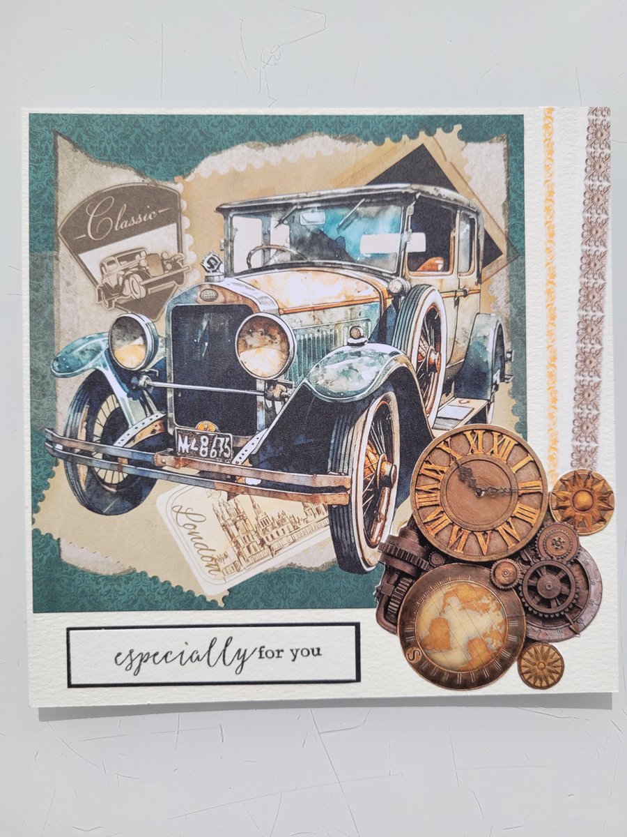 Classic Car Especially For You Decoupage Birthday Retirement or Anniversary Card