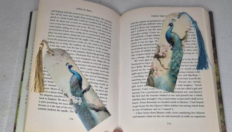 Vintage Style Peacock Bookmark x 2