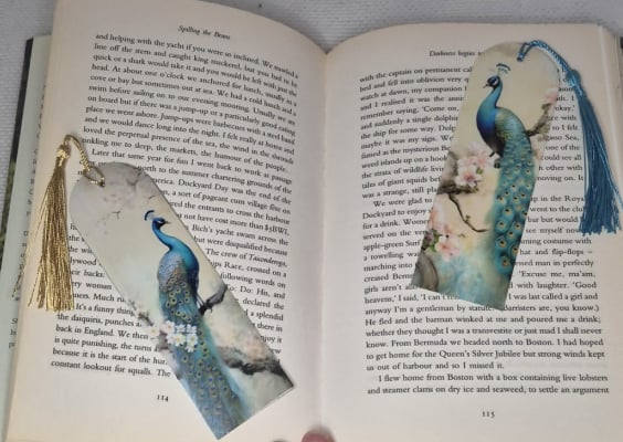 Vintage Style Peacock Bookmark x 2